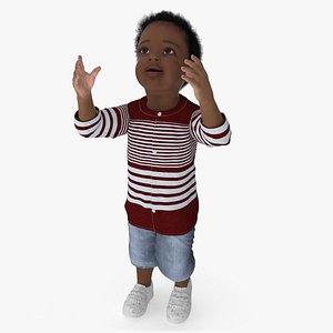 Little African Boy Light Skin in Summer Outfit Rigged for Maya 3D model