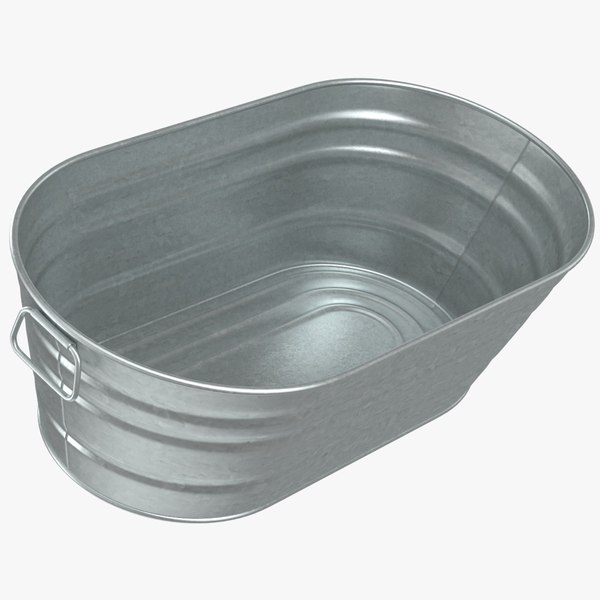 realistic galvanized metal tub 3D model