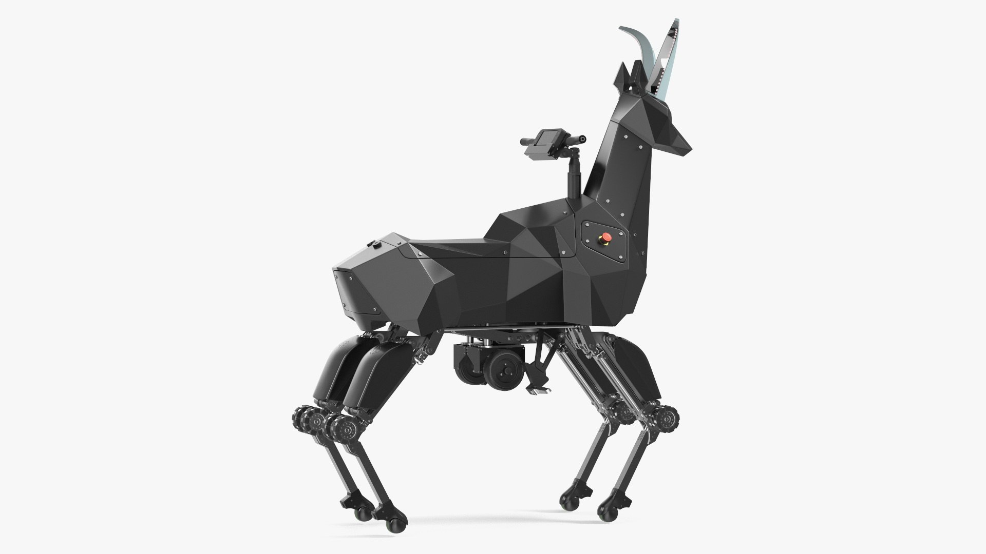 Black Ridable Goat Robot Rigged 3D model preview
