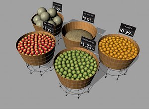 3d model produce fruit baskets