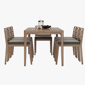 Ciel Side Outdoor Table and Chair Set with Centerpiece Decoration