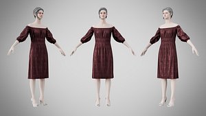 3D Dress 16 Chocolate Velvet With Design