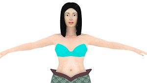 swimming asian mermaid 3D