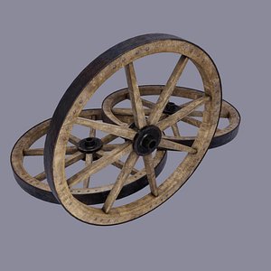 low-poly medieval wheel modelled 3D model