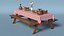 Rustic Picnic Table with Food and Pottery Served