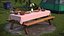 Rustic Picnic Table with Food and Pottery Served