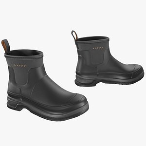 3D Black Short Rubber Boots