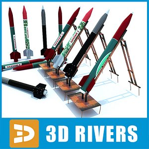 3d model missiles set qassam artillery