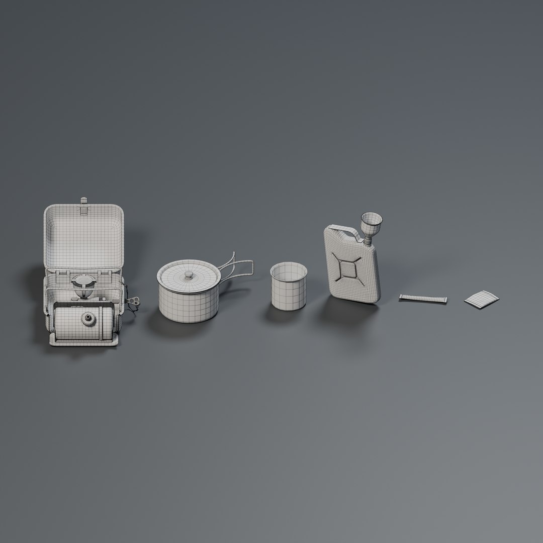 3D Vintage Camping Stove and Cook Set - 6 Props - Blender Cycles https://p.turbosquid.com/ts-thumb/be/YA7Tsl/tY/05_wireframe/png/1789402726/1920x1080/fit_q87/42a3a402712af1a553f3af89158ca741ef124eb9/05_wireframe.jpg