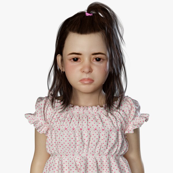 3d newborn baby girl rigged model
