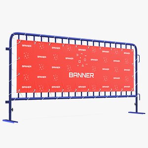 Modular Crowd Control Barrier Blue with Stretch Banner