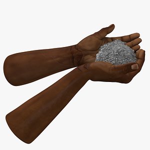 Afro American Hands Holding Ashes 3D model