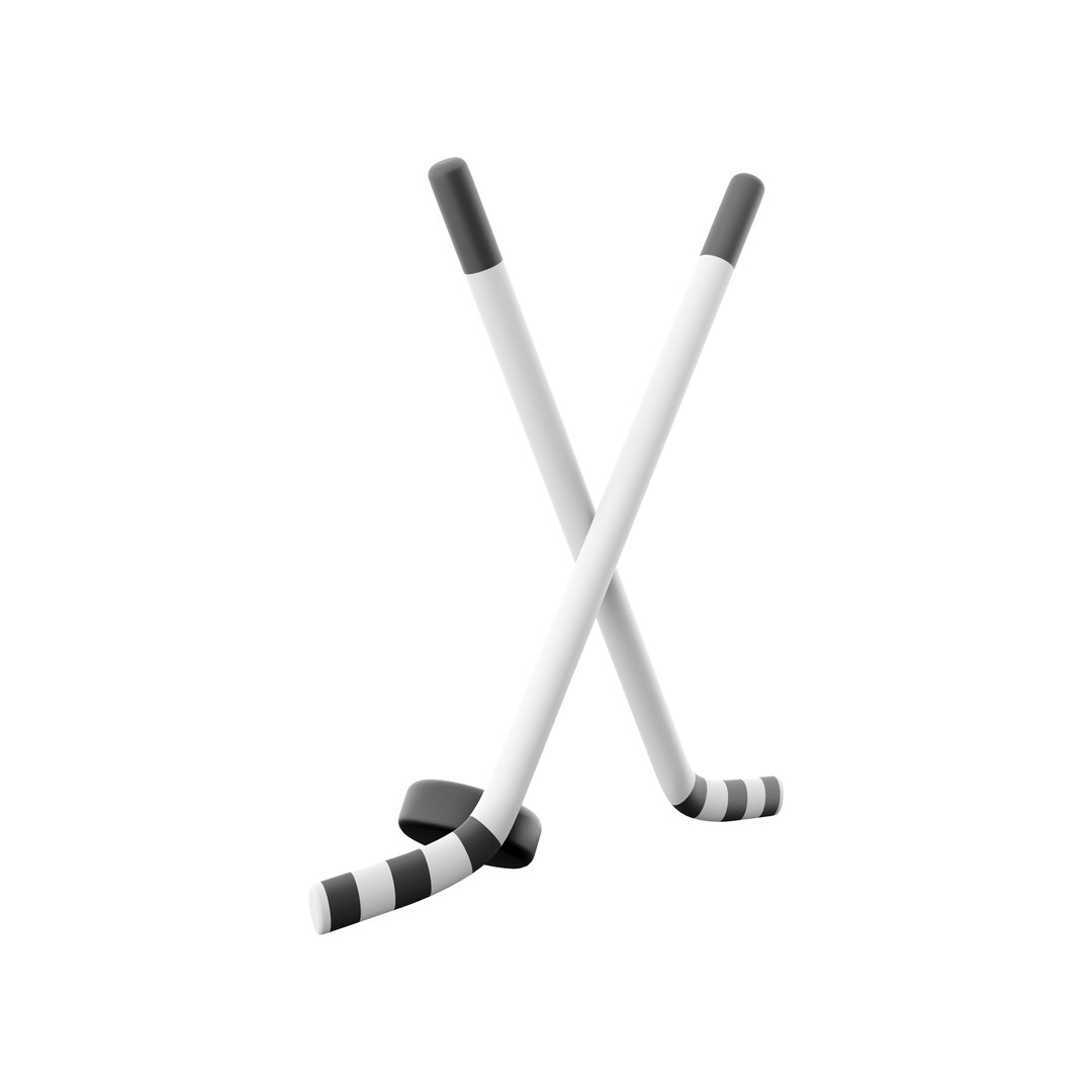 3D Crossed Hockey Sticks And Puck Model - TurboSquid 2045987