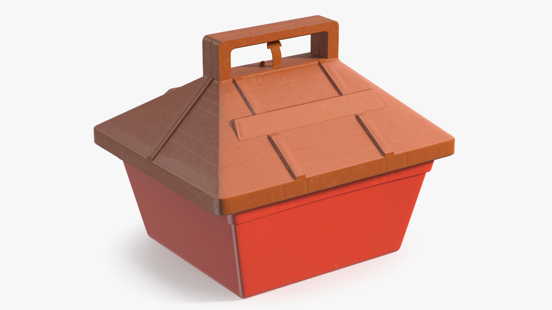Vintage Toy Carry Lunchbox Plastic Red 3D model preview