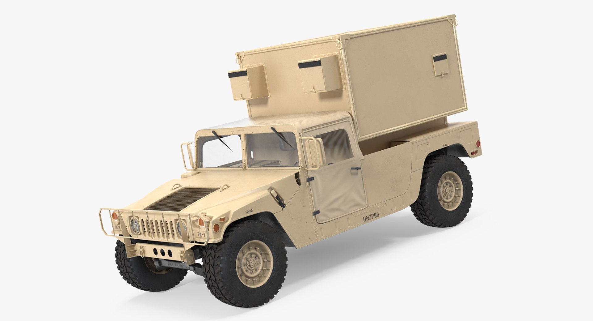 Shelter Carrier MSE HMMWV m1037 Desert 3D model preview