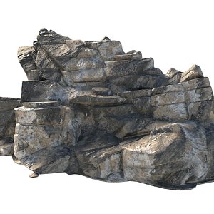 3D model Grey cliff rock v11b