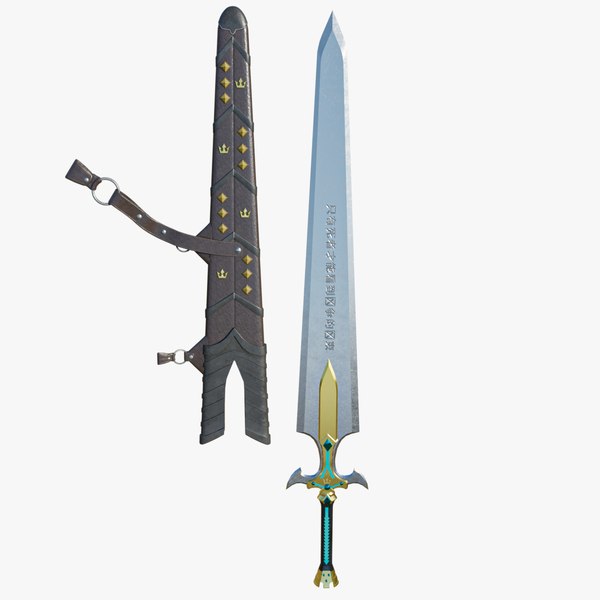 3D model Fantasy Sword GameReady PBR Unity UE Arnold V-Ray Textures Included