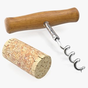 Vintage Corkscrew Bottle Opener And Wine Cork