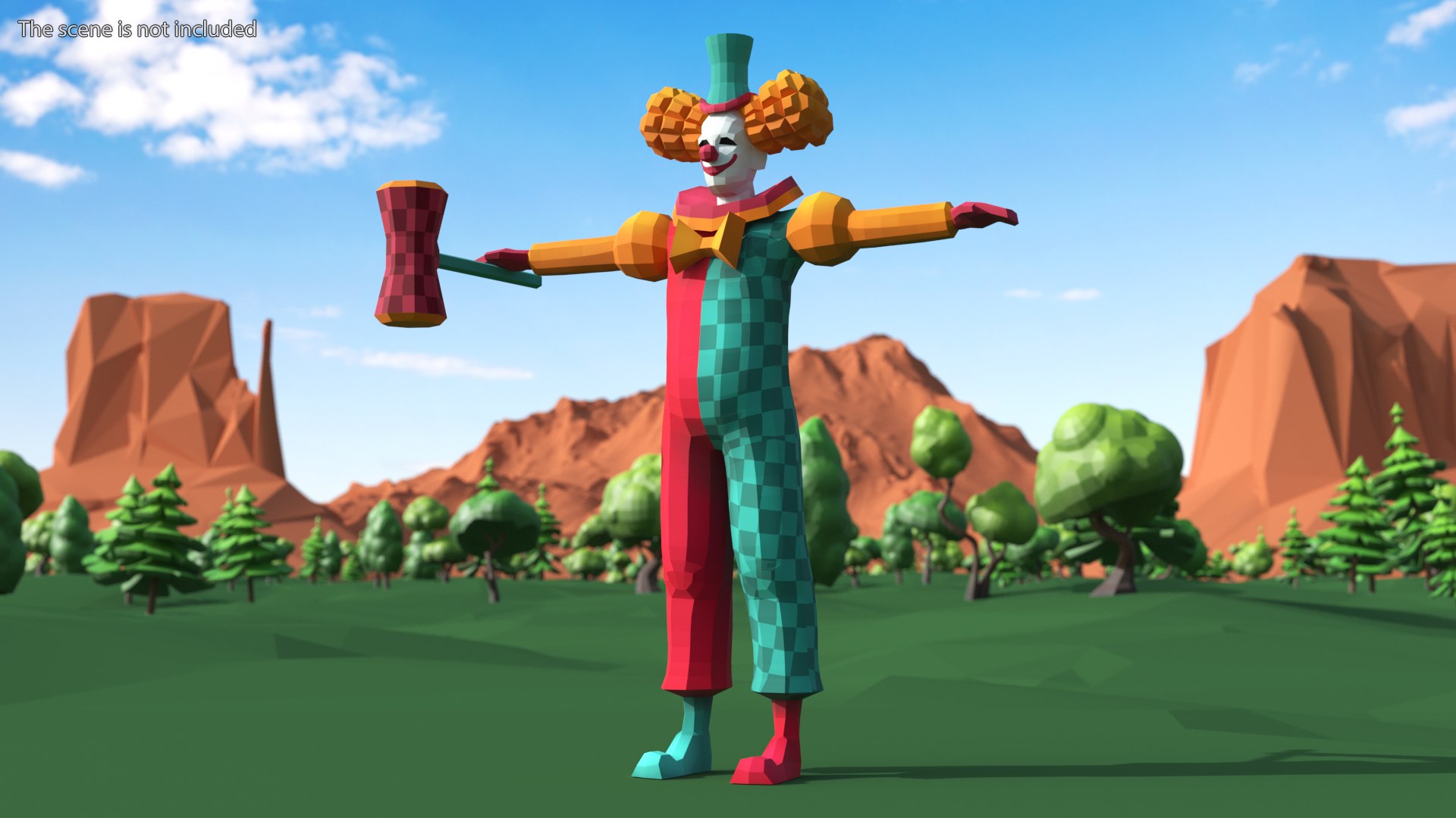 Clown Low Poly Rigged for Maya 3D model preview