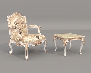3D Classic European Style Coffee Table and Armchair 31