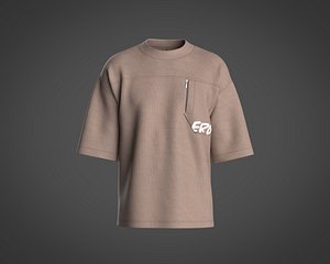 3D Mens T-shirt with rib fabric and pocket detailing