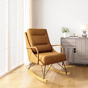 Modern Leather Rocking Accent Chair Indoor 3D Scene