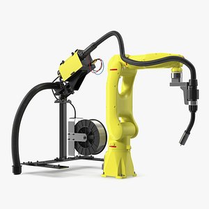 Industrial Robot with Arc Welding Kit Rigged 3D