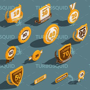 3D model Low Poly Anniversary Medal Isometric Icon