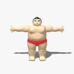 cartoon sumo wrestler 3d model