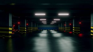 Parking Lot - Low Poly - Game Ready - PBR