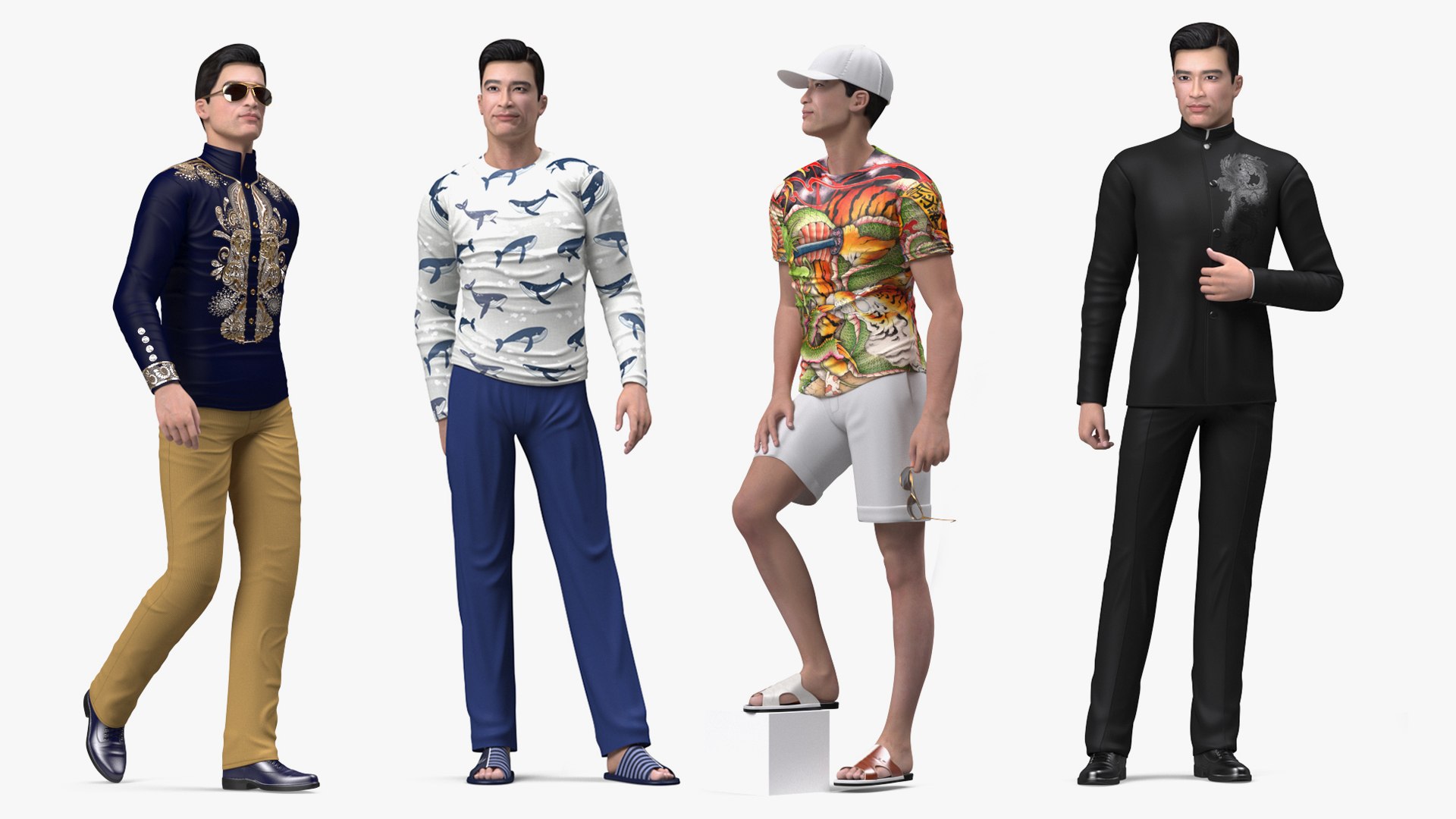 Rigged Asian Men Collection 2 for Modo
