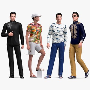 3D model Rigged Asian Men Collection 2 for Modo