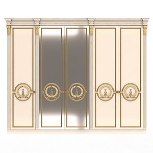 3D Classic Wardrobe Furniture 0402 White model