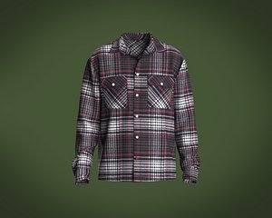 Mens flannel shirt relaxed fit 3D model