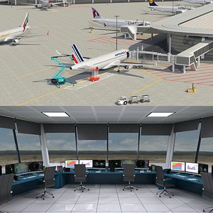 Mega International Airport Vehicles and Planes 3D model
