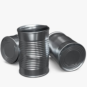 Crumpled Tin Food Can Used Silver