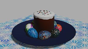 easter cake colored eggs 3D model
