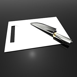 free kitchen knife cutting board 3d model