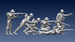 British soldiers ww2 3D model