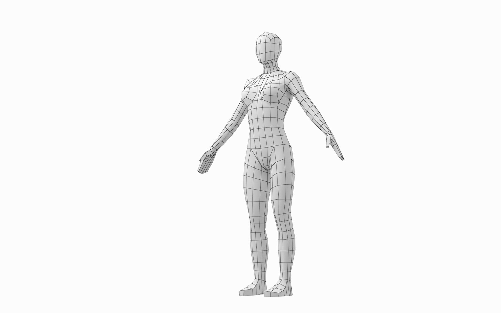 3D Natural Male And Female Human Bodies Base Mesh In A Pose Model