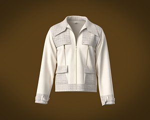 Mens texture fabric jacket with zipper detailing and yoke