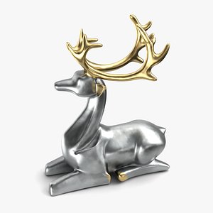 Sitting Metallic Deer 3D