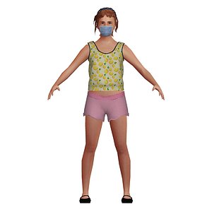 blonde low-poly woman mask 3D model