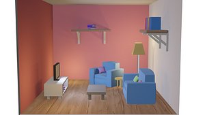 Cartoon Living room - Lowpoly interior 1 3D