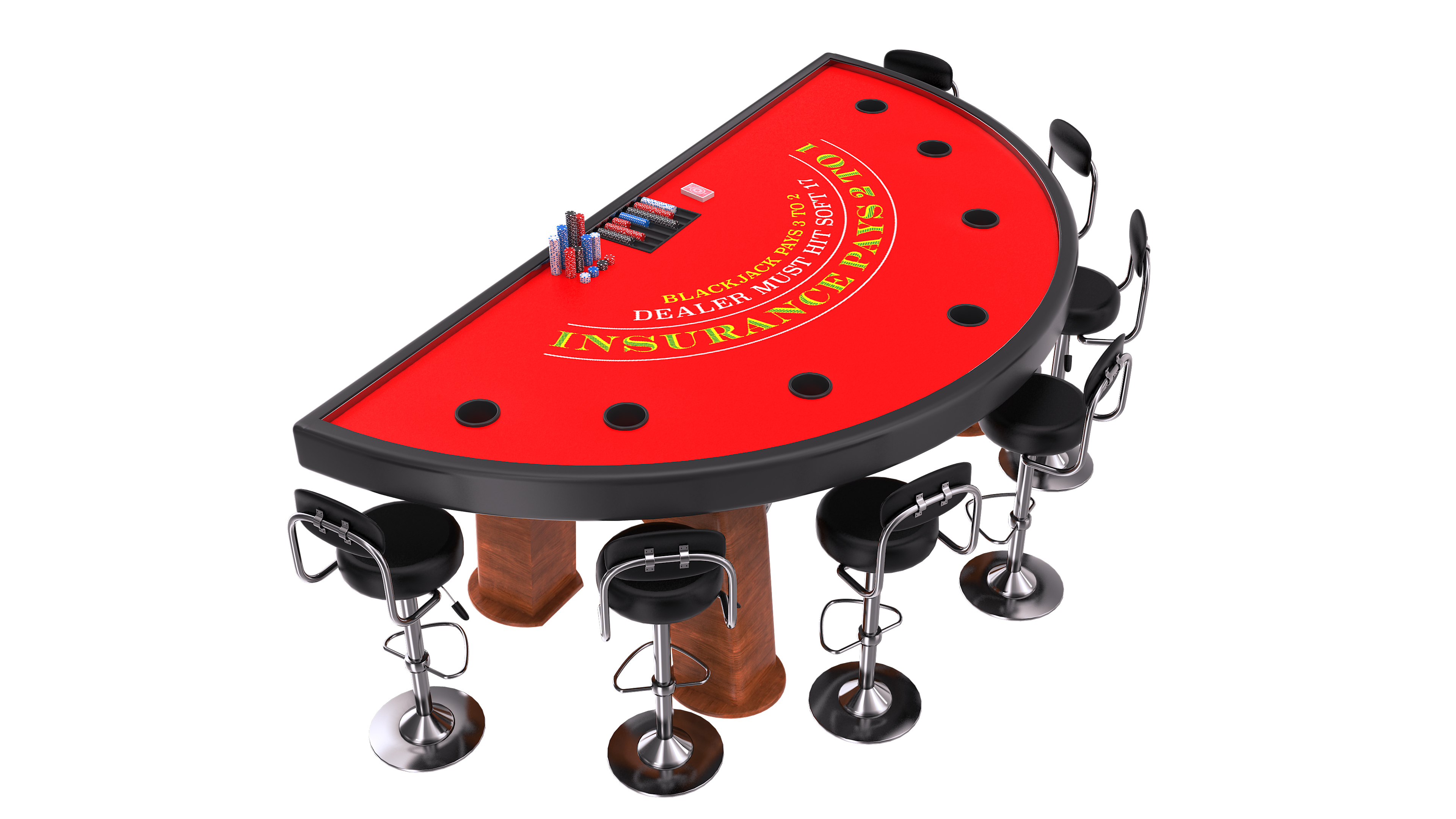 Blackjack Table Red 3D model TurboSquid 1907836