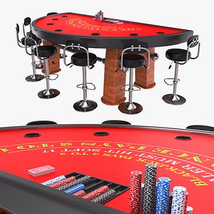 Blackjack Table - Red 3D model
