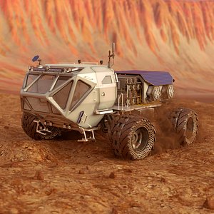 3D martian rover rigged animate