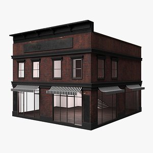 3D Main Street 4 Shop Building