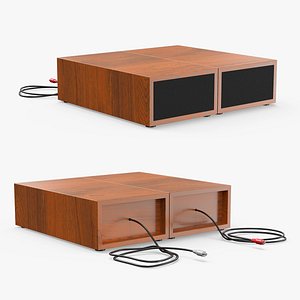 Stereo Speakers in Wooden Case Veneer Brown 3D