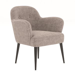 Adelle Style Armchair with stitching and wooden legs 3D